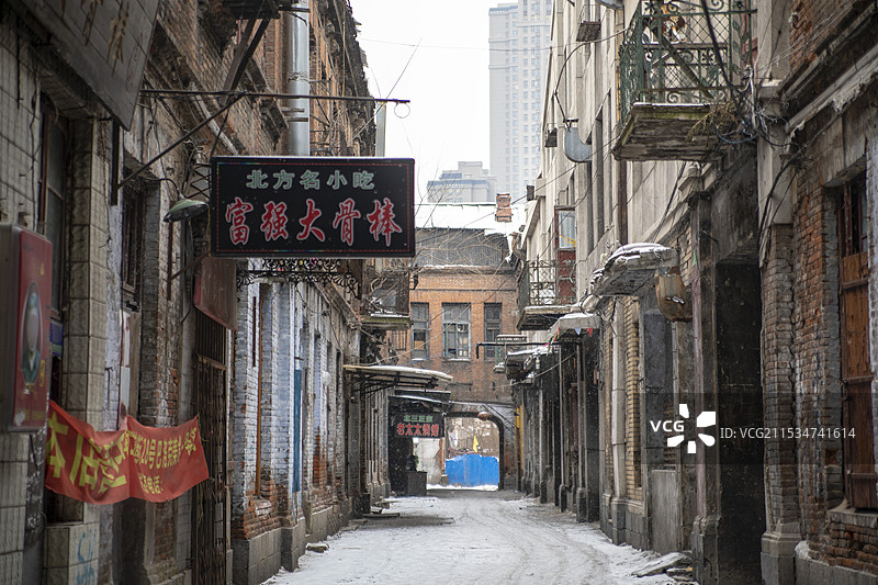 冬天的哈尔滨老道外中华巴洛克风情街图片素材