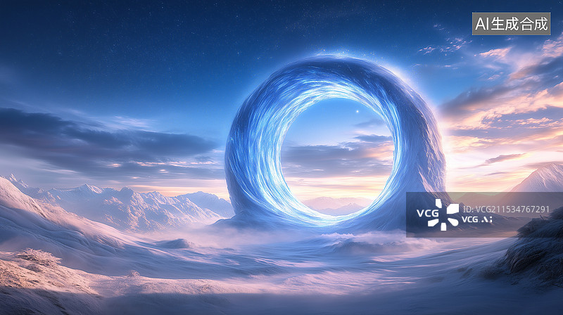 【AI数字艺术】通往异世界的冰雪之门图片素材