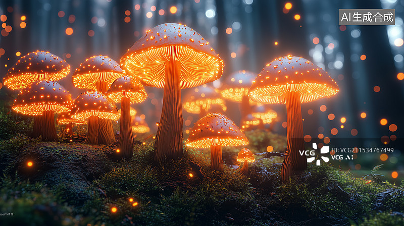 【AI数字艺术】3D卡通梦幻蘑菇图片素材