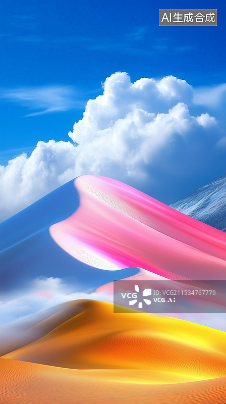 【AI数字艺术】梦幻彩色沙丘图片素材