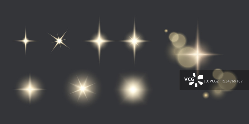 逼真的光泽效果发光星星图片素材
