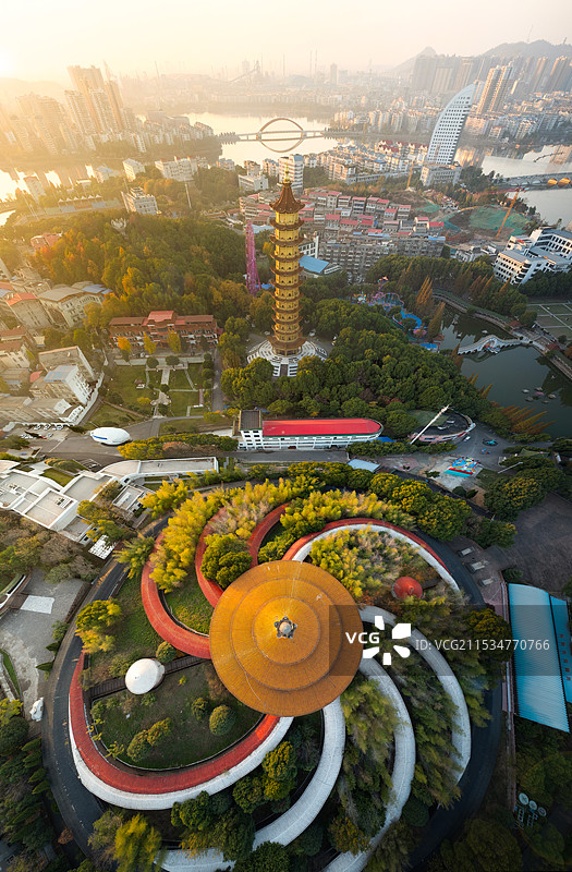 湖北鄂州莲花山风景区透视图片素材