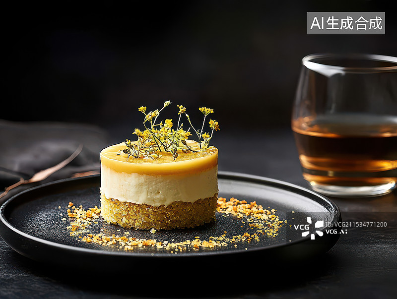 【AI数字艺术】桂花酒酿芝士慕斯蛋糕图片素材