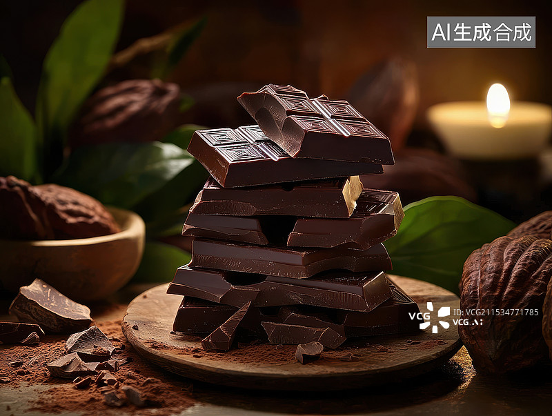 【AI数字艺术】纯生巧克力生巧特写图片素材