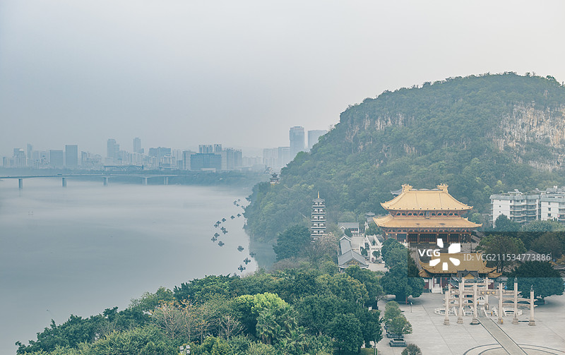广西柳州文庙与柳江山水风景图片素材