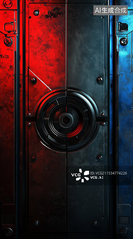 【AI数字艺术】科幻风格金属质感大门图片素材