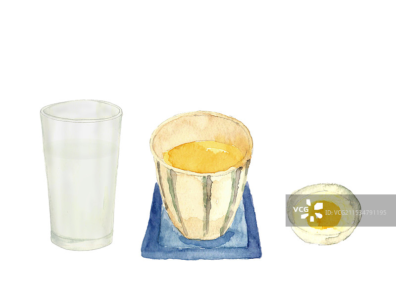 一组用水彩绘制的蛋酒手绘插图图片素材