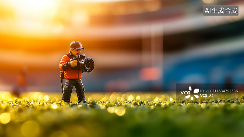 【AI数字艺术】球场体育摄影师移轴微距效果图片素材