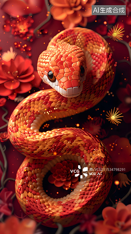 【AI数字艺术】蛇年春节图片，蛇主题图片图片素材