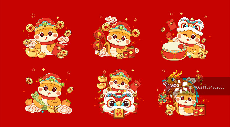蛇年形象插画图片素材
