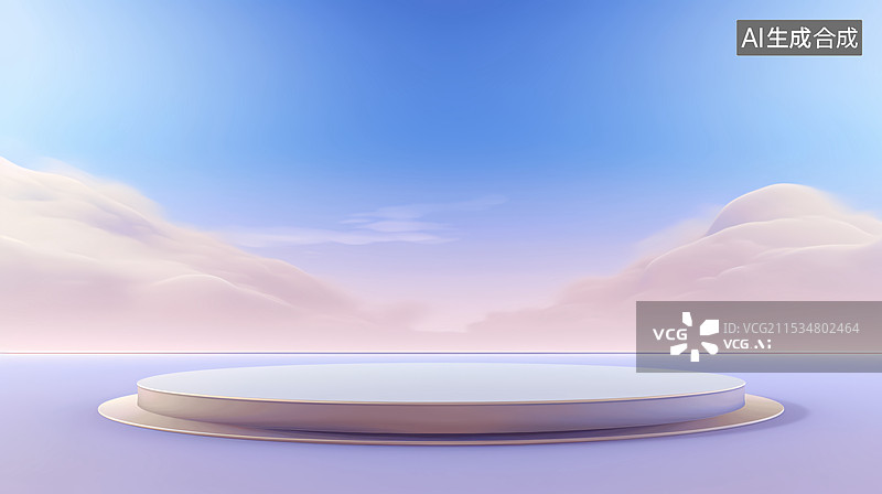 【AI数字艺术】天空云景电商产品展台商务发布会蓝色背景图片素材