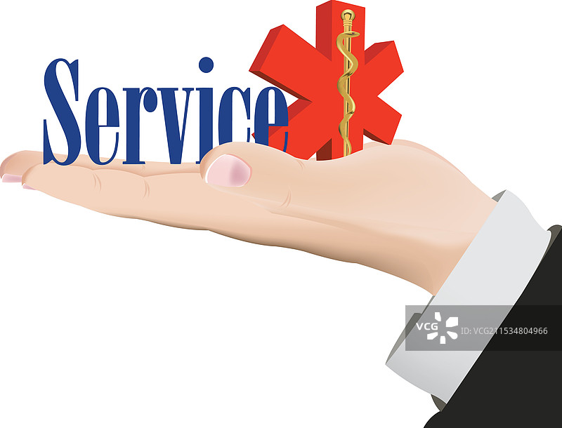 商人手持医疗服务符号图片素材