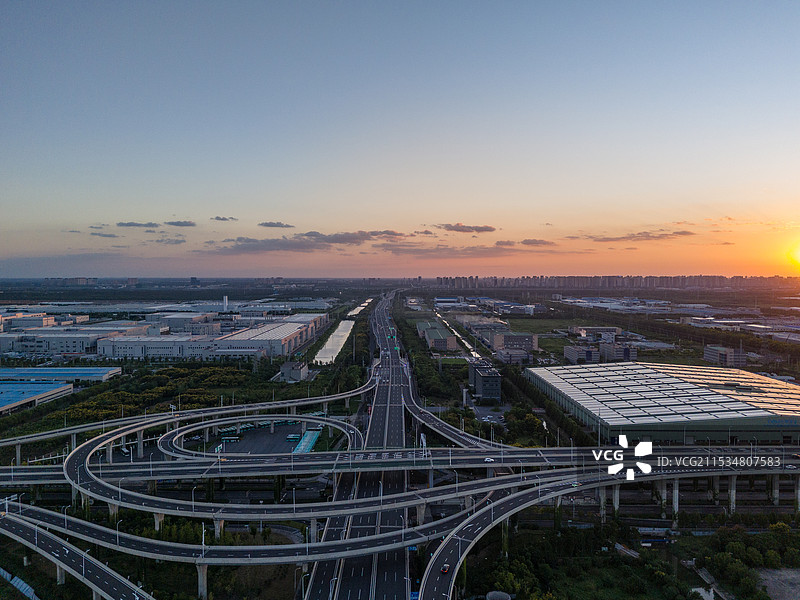 航拍盐城城市风光城市天际线落日风光图片素材