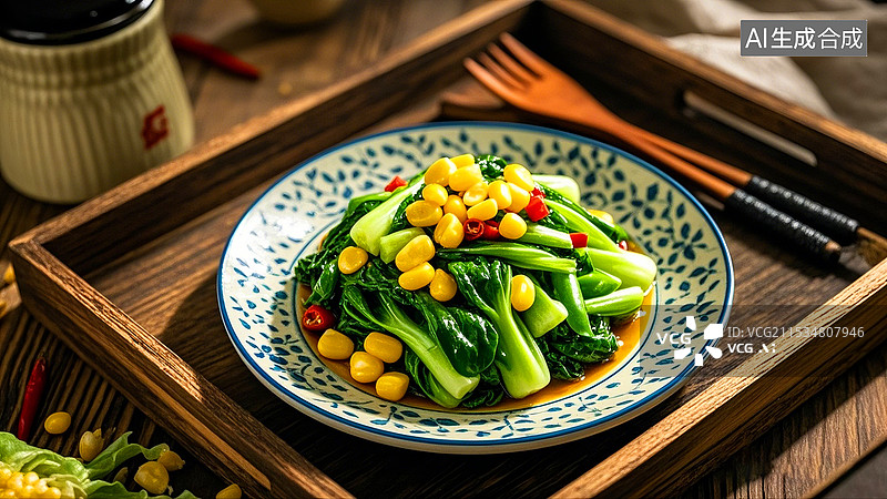 【AI数字艺术】中国美食素菜热菜家常菜炒青菜图片素材