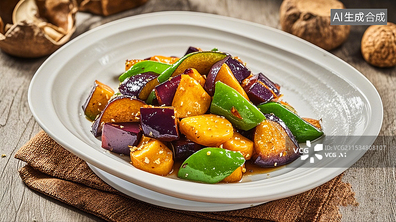 【AI数字艺术】中国美食素菜热菜家常菜地三鲜图片素材