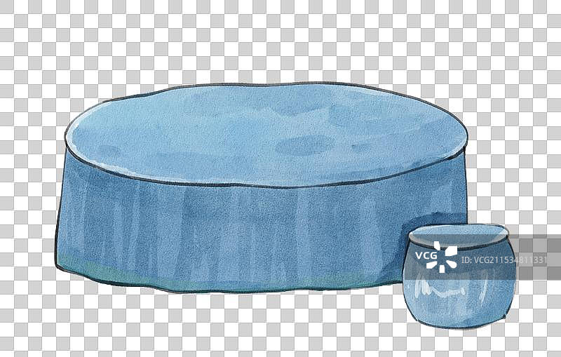 手绘水彩之石头桌子和石头椅子免抠元素图片素材