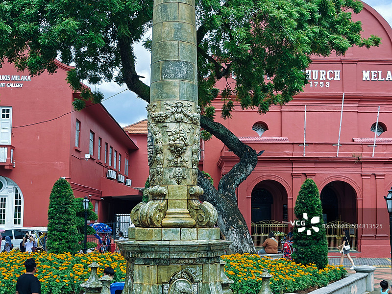 马来西亚马六甲鸡场街+荷兰红屋图片素材