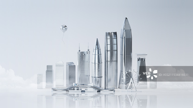 3D立体渲染深圳城市天际线图片素材