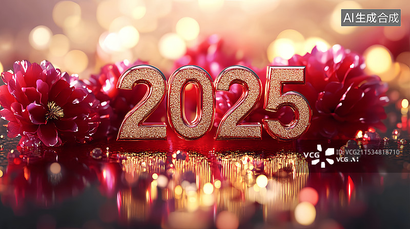 【AI数字艺术】2025年新年快乐党务元旦宣传红色背景图片素材