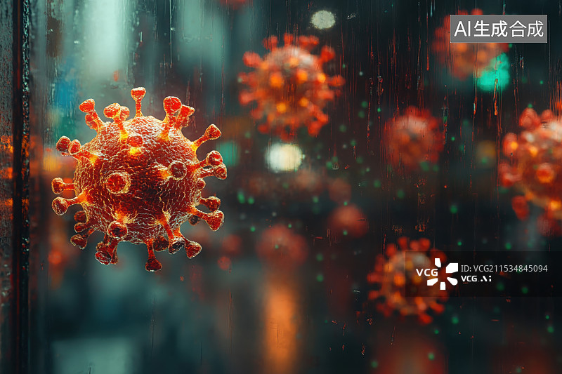 【AI数字艺术】细菌病毒细胞HIV艾滋病DNA分子链图片素材