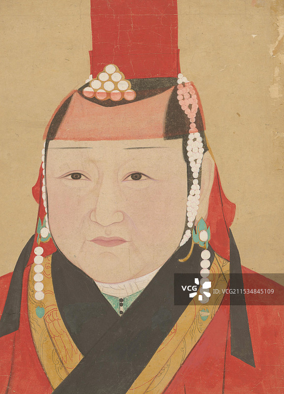 元人绘画，元代太子，后妃，皇后标准照，二寸照片图片素材