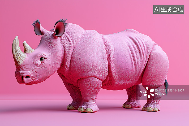 【AI数字艺术】美感特效3D插画犀牛图片素材