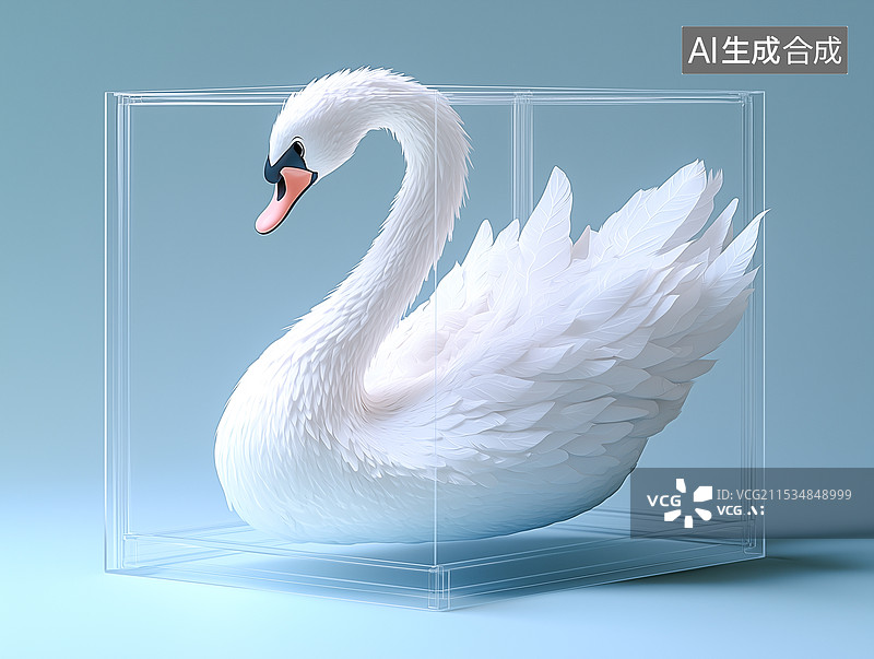 【AI数字艺术】美感特效3D插画天鹅图片素材