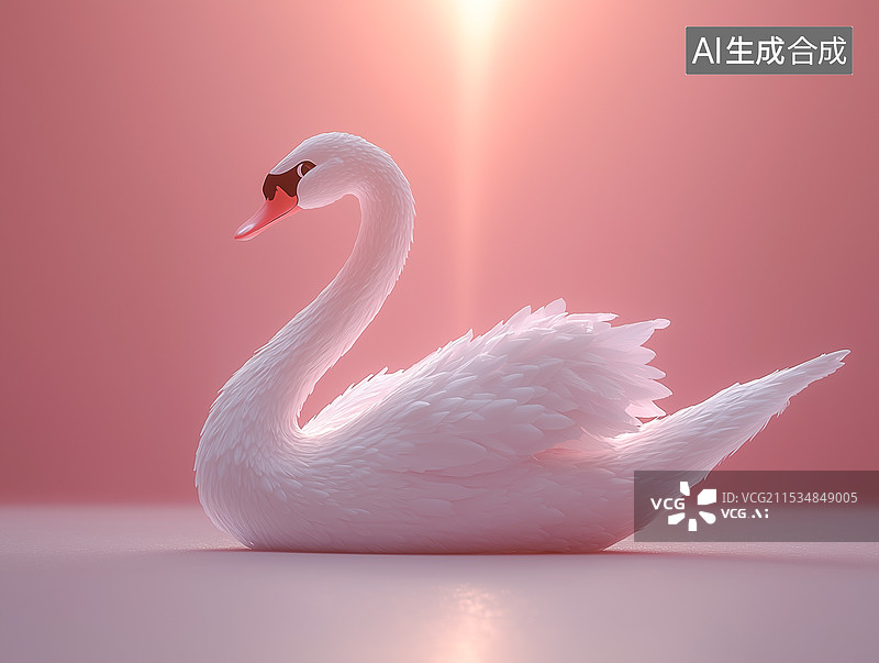 【AI数字艺术】美感特效3D插画天鹅图片素材
