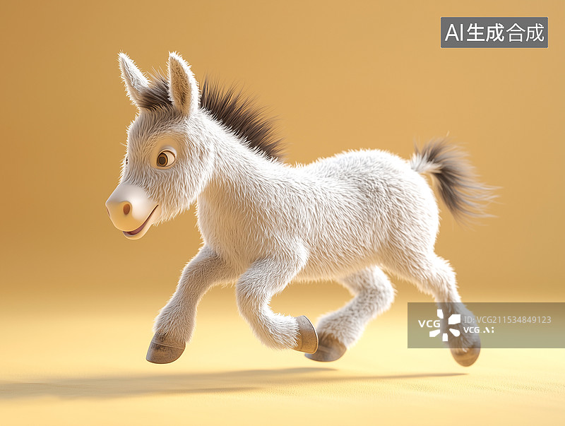 【AI数字艺术】美感特效3D插画野驴图片素材