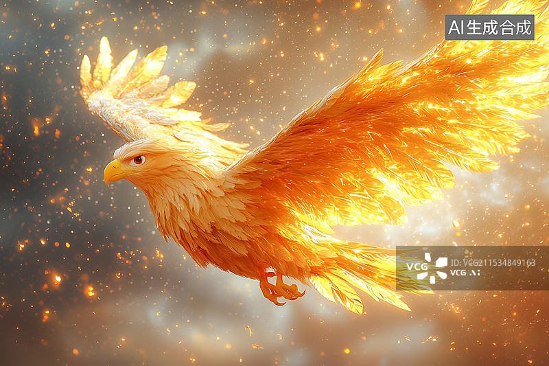 【AI数字艺术】美感特效3D插画金雕图片素材