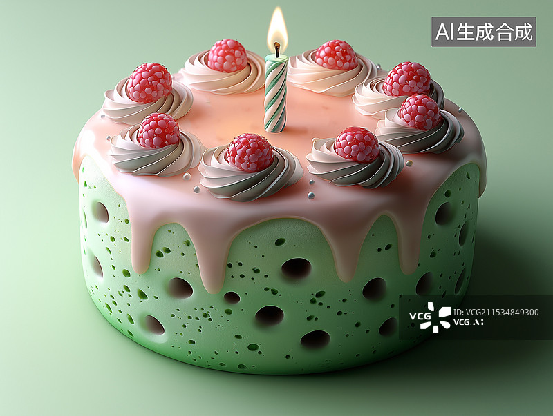 【AI数字艺术】美感特效3D插画蛋糕图片素材