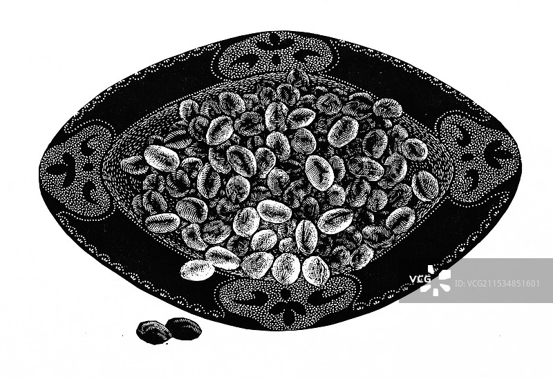 《幸福生活之油酥花生米》黑白木刻图片素材