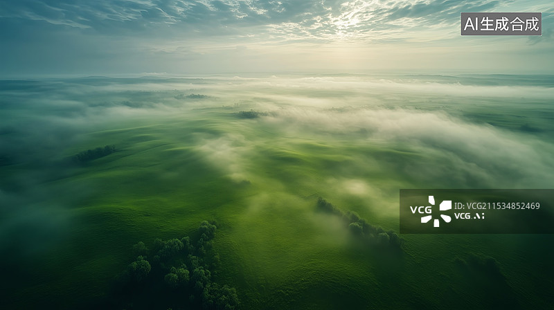 【AI数字艺术】草原 绿色 清新自然图片素材
