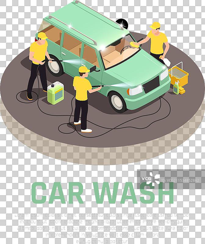 汽车洗车房等距概念图片素材