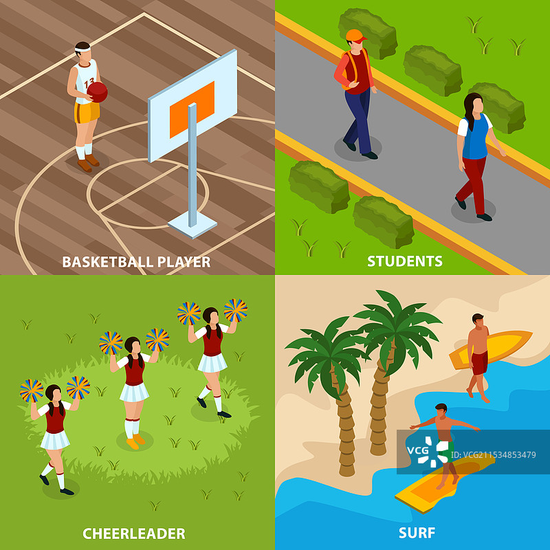 职业人群等距设计概念图片素材