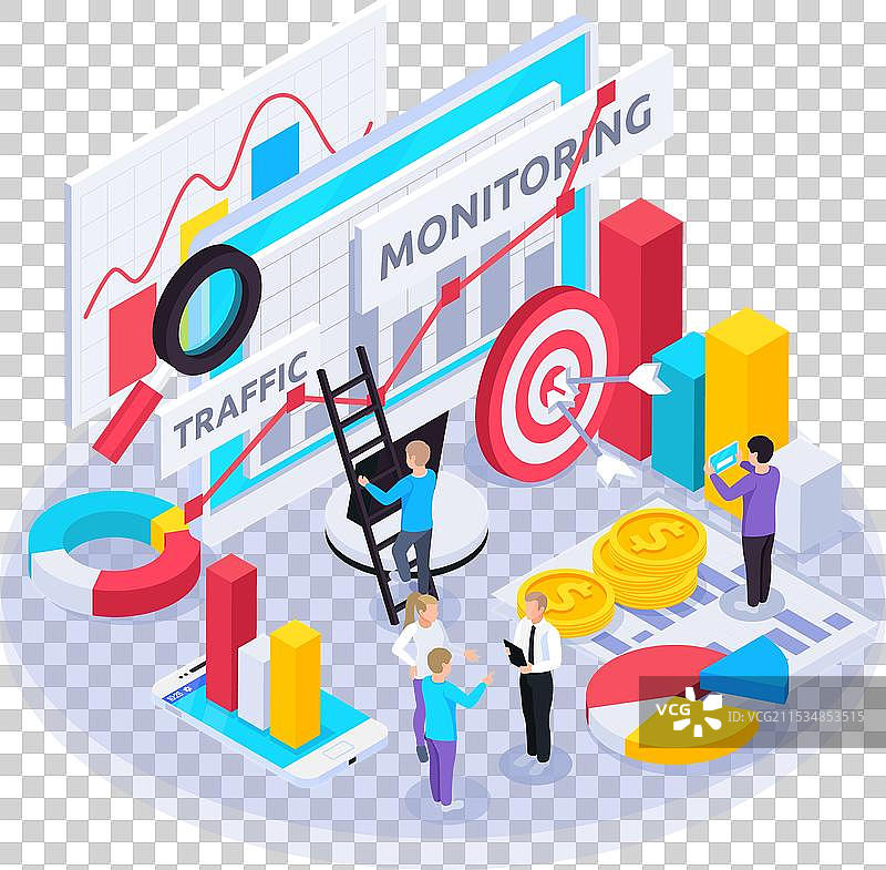 SEO监测等距构图图片素材