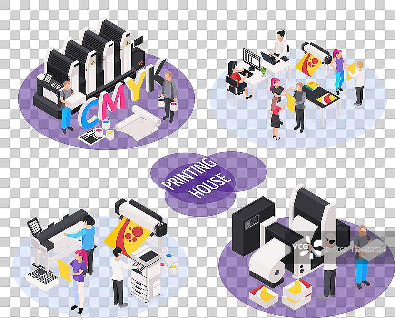 印刷厂概念图标集图片素材
