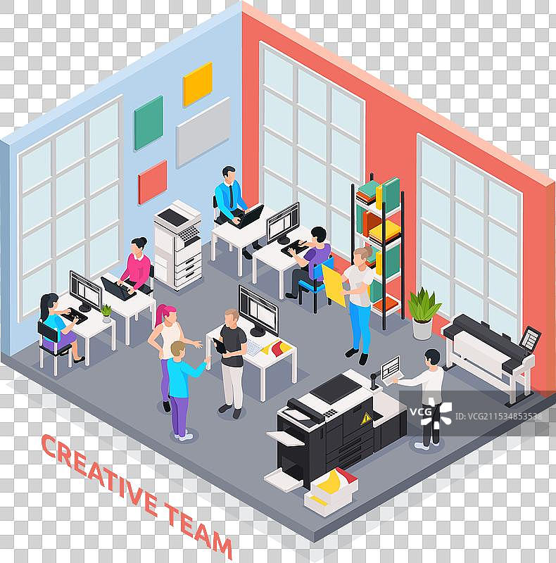 印刷厂等距概念图片素材