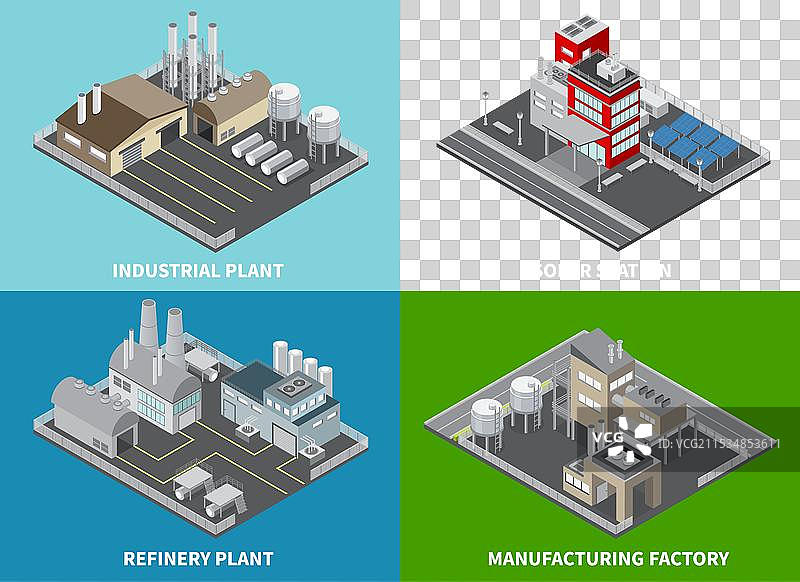 工业建筑概念图标集图片素材