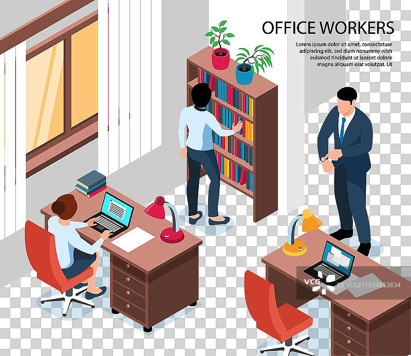 等角投影的办公室工作人员图片素材