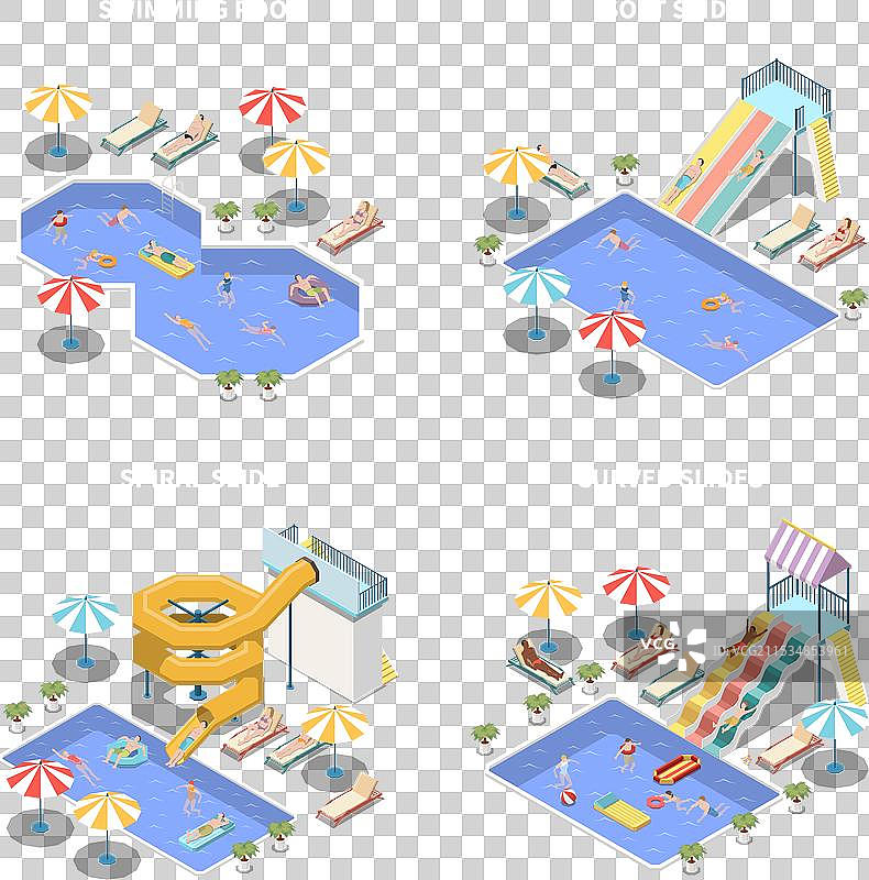 水上乐园等距设计概念图片素材