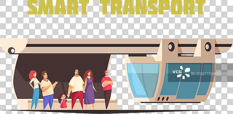 智能交通卡通构图图片素材