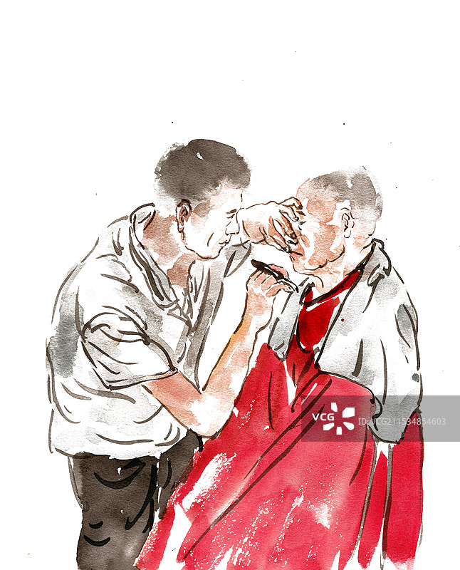 街头刮脸图片素材