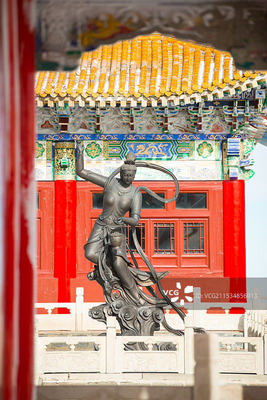 山西五台山，中台翠岩峰，演教寺，西台挂月峰，日出，雪景图片素材