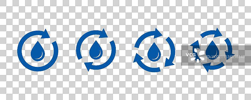 水循环图标集与液体更新图片素材