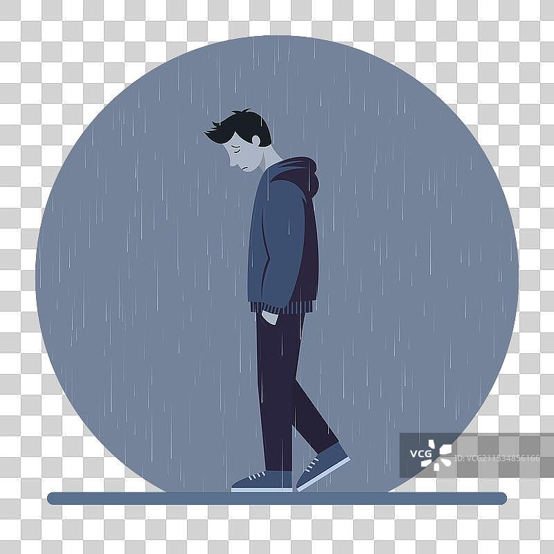 悲伤的男人，抑郁和孤独的概念图片素材