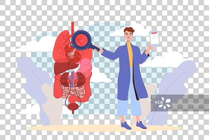 医生为穿着医疗袍的男性检查心脏图片素材