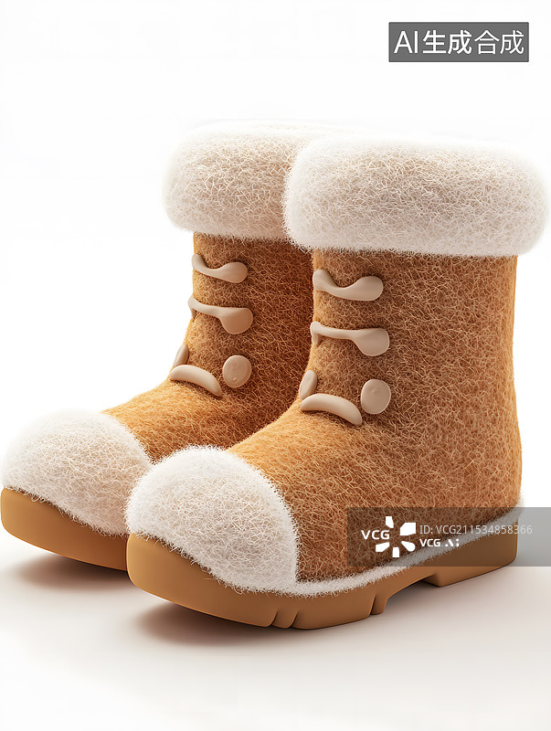 【AI数字艺术】AIGC:毛毡风格 冬季雪地靴图片素材