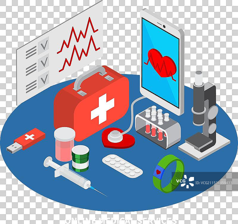 移动医疗等距概念图片素材