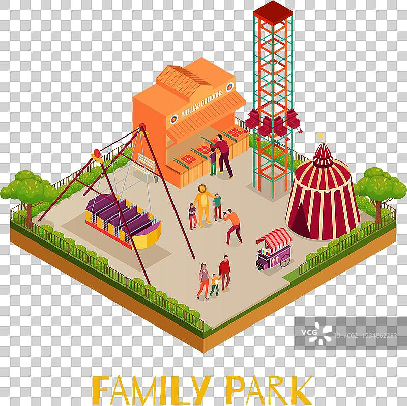 家庭公园等距图图片素材